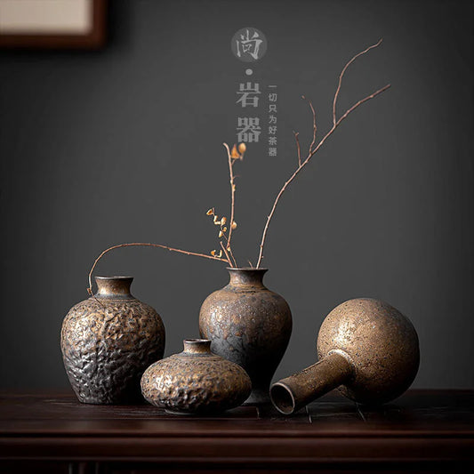 Creative Ceramic Dry Flower Vase, Flower Arrangement, Living Room, Coarse Pottery, Table Decoration, Vases for Flowers