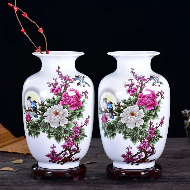 Jingdezhen Chinese Ceramic Vase Accessories Home Room Decoration Items Palace Ancient Countertop Flowerpot Porcelain Ornaments