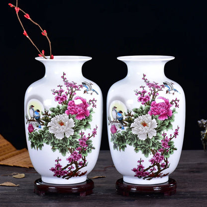Jingdezhen Chinese Ceramic Vase Accessories Home Room Decoration Items Palace Ancient Countertop Flowerpot Porcelain Ornaments