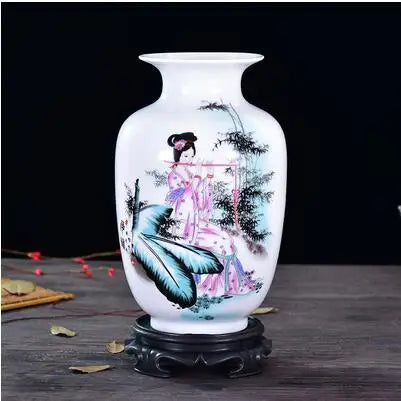 Jingdezhen Chinese Ceramic Vase Accessories Home Room Decoration Items Palace Ancient Countertop Flowerpot Porcelain Ornaments