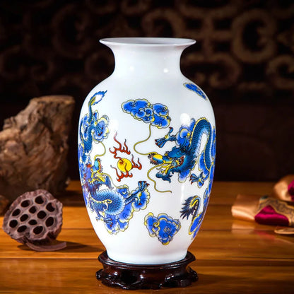 Jingdezhen Chinese Ceramic Vase Accessories Home Room Decoration Items Palace Ancient Countertop Flowerpot Porcelain Ornaments