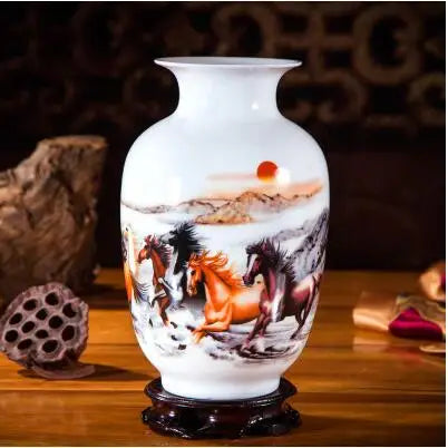 Jingdezhen Chinese Ceramic Vase Accessories Home Room Decoration Items Palace Ancient Countertop Flowerpot Porcelain Ornaments