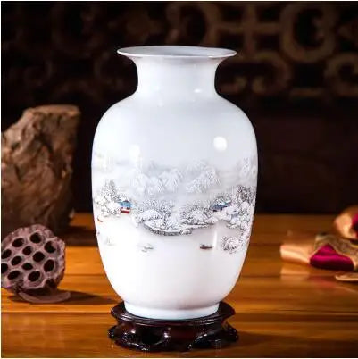 Jingdezhen Chinese Ceramic Vase Accessories Home Room Decoration Items Palace Ancient Countertop Flowerpot Porcelain Ornaments