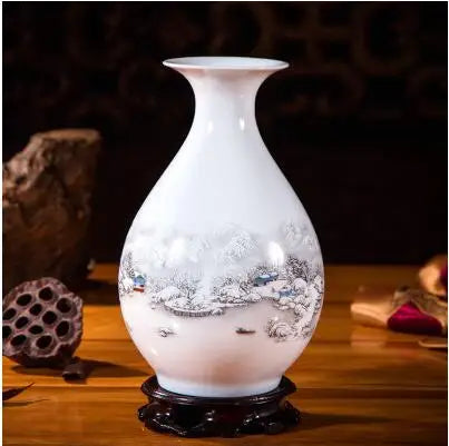 Jingdezhen Chinese Ceramic Vase Accessories Home Room Decoration Items Palace Ancient Countertop Flowerpot Porcelain Ornaments