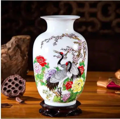 Jingdezhen Chinese Ceramic Vase Accessories Home Room Decoration Items Palace Ancient Countertop Flowerpot Porcelain Ornaments