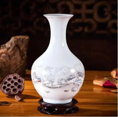 Jingdezhen Chinese Ceramic Vase Accessories Home Room Decoration Items Palace Ancient Countertop Flowerpot Porcelain Ornaments