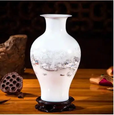 Jingdezhen Chinese Ceramic Vase Accessories Home Room Decoration Items Palace Ancient Countertop Flowerpot Porcelain Ornaments