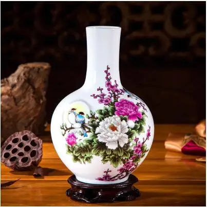 Jingdezhen Chinese Ceramic Vase Accessories Home Room Decoration Items Palace Ancient Countertop Flowerpot Porcelain Ornaments