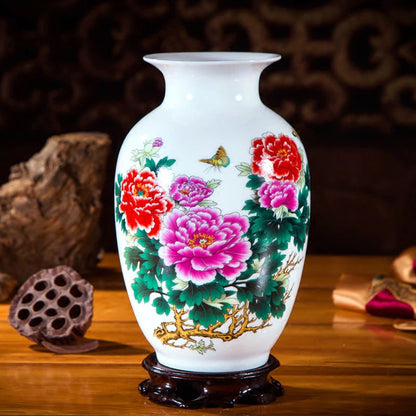 Jingdezhen Chinese Ceramic Vase Accessories Home Room Decoration Items Palace Ancient Countertop Flowerpot Porcelain Ornaments