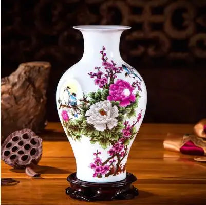 Jingdezhen Chinese Ceramic Vase Accessories Home Room Decoration Items Palace Ancient Countertop Flowerpot Porcelain Ornaments