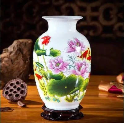 Jingdezhen Chinese Ceramic Vase Accessories Home Room Decoration Items Palace Ancient Countertop Flowerpot Porcelain Ornaments