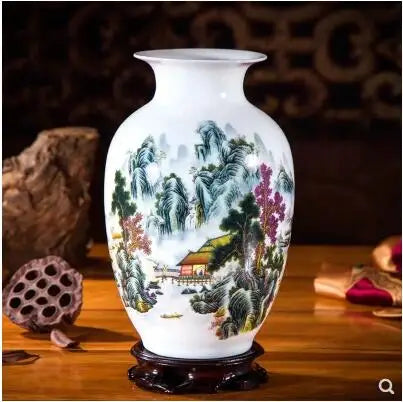Jingdezhen Chinese Ceramic Vase Accessories Home Room Decoration Items Palace Ancient Countertop Flowerpot Porcelain Ornaments