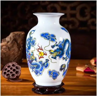 Jingdezhen Chinese Ceramic Vase Accessories Home Room Decoration Items Palace Ancient Countertop Flowerpot Porcelain Ornaments
