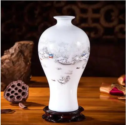 Jingdezhen Chinese Ceramic Vase Accessories Home Room Decoration Items Palace Ancient Countertop Flowerpot Porcelain Ornaments