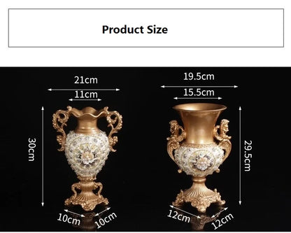 30CM European Resin Vase Stereoscopic Dried Fowers Arrangement Wobble Plate Living Room Entrance Ornaments Home Decorations