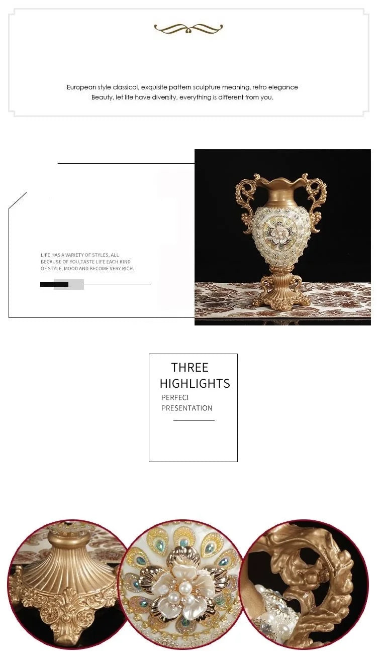 30CM European Resin Vase Stereoscopic Dried Fowers Arrangement Wobble Plate Living Room Entrance Ornaments Home Decorations