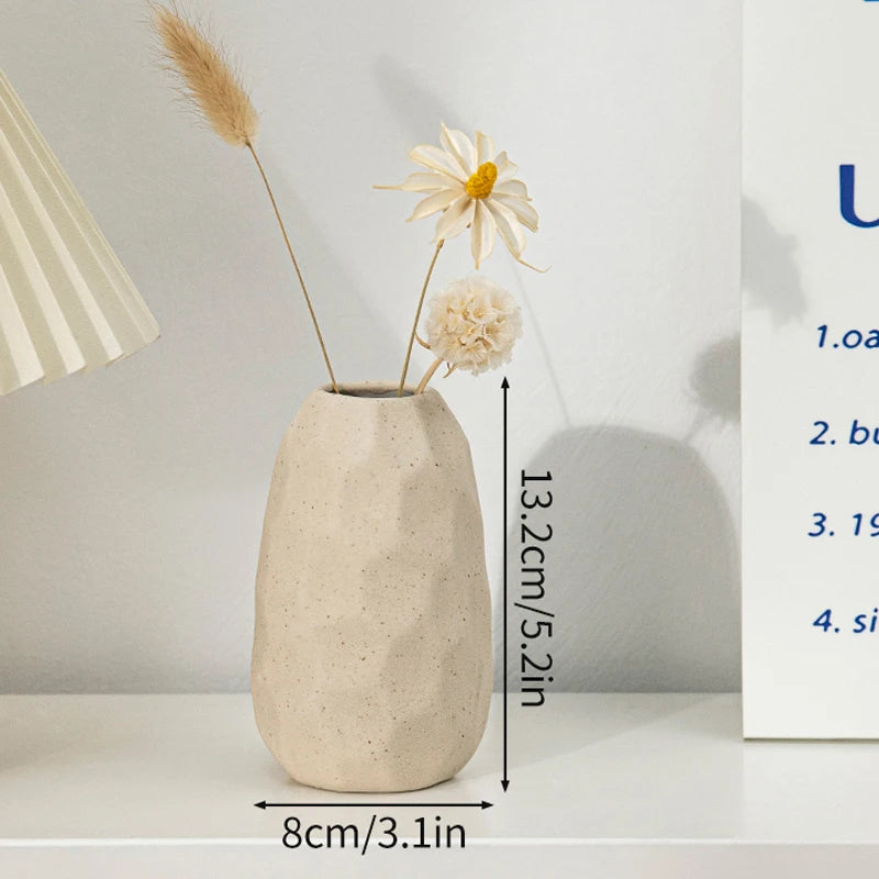 INS Ceramic Vase White Flower Pot Nordic Decorative Vase Dry Flower Vases for Home Living Room Desktop Decor ваза для цветов