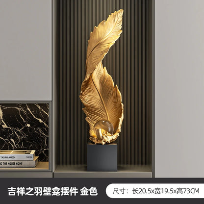 Home Decor,Feather Art,Entrance Decoration,Resin Sculpture Living Room,TV Cabinet,Office,Statue Floor Decorations Gift