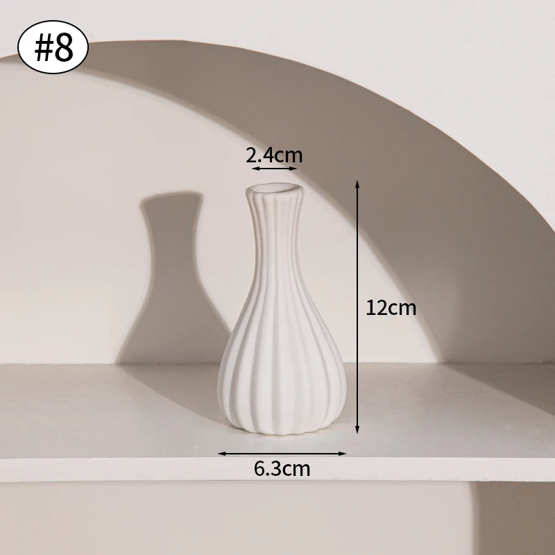 INS Ceramic Vase White Flower Pot Nordic Decorative Vase Dry Flower Vases for Home Living Room Desktop Decor ваза для цветов