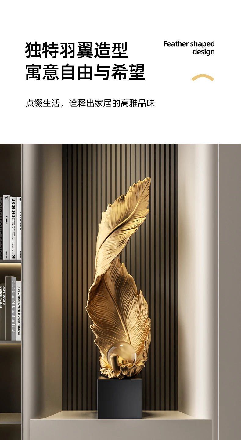 Home Decor,Feather Art,Entrance Decoration,Resin Sculpture Living Room,TV Cabinet,Office,Statue Floor Decorations Gift