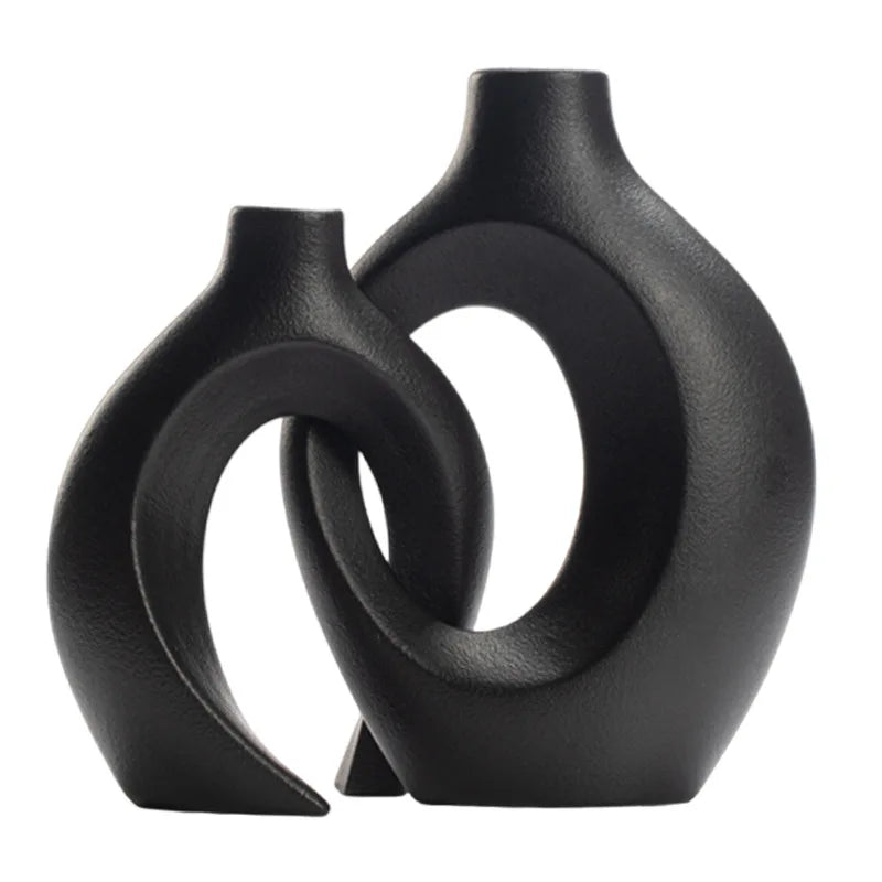 Hollow Cuddled Ceramic Vase, 2 for Modern Home Decoration