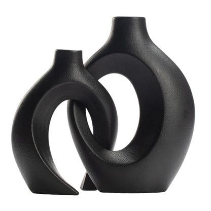 Hollow Cuddled Ceramic Vase, 2 for Modern Home Decoration