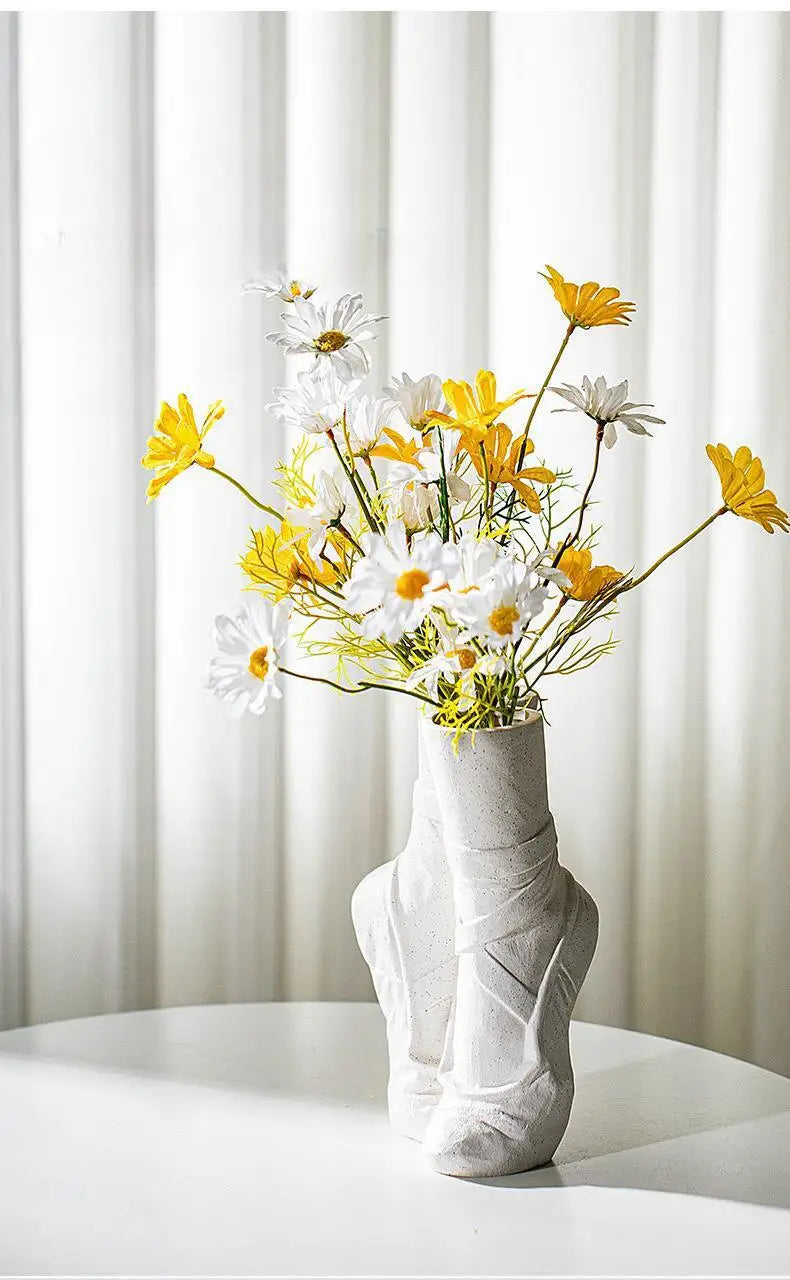 Ceramic Nordic Art Vase, Ballet Shoes Dancer Sculpture, Flower Vase, Room Flower Arrangement Crafts, Home Decoration Accessories