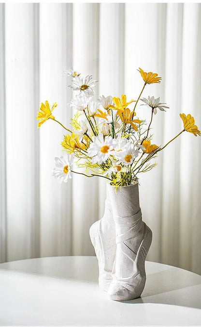 Ceramic Nordic Art Vase, Ballet Shoes Dancer Sculpture, Flower Vase, Room Flower Arrangement Crafts, Home Decoration Accessories