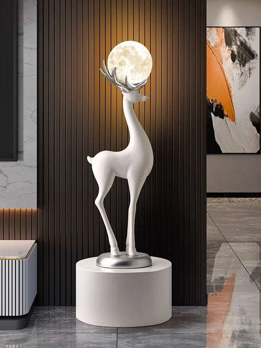 Home Decor Luminous Deer Statues Floor Decoration Living Room Animal Sculpture Ornaments Housewarming Gift Children's Room Decor