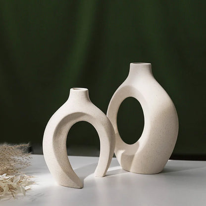 Hollow Cuddled Ceramic Vase, 2 for Modern Home Decoration