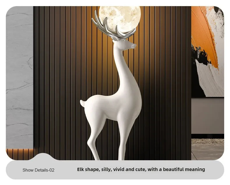 Home Decor Luminous Deer Statues Floor Decoration Living Room Animal Sculpture Ornaments Housewarming Gift Children's Room Decor