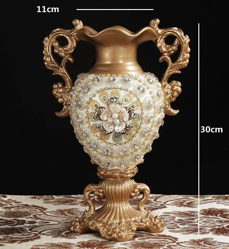 30CM European Resin Vase Stereoscopic Dried Fowers Arrangement Wobble Plate Living Room Entrance Ornaments Home Decorations