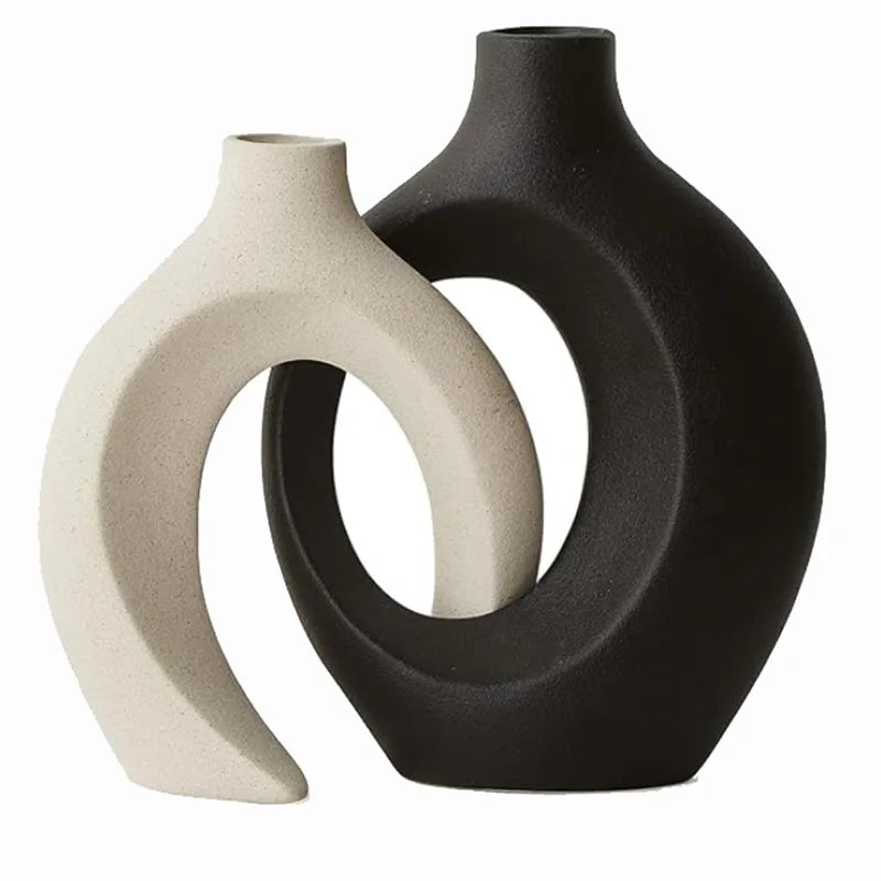 Hollow Cuddled Ceramic Vase, 2 for Modern Home Decoration