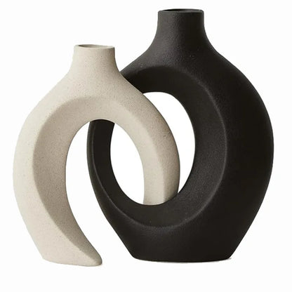 Hollow Cuddled Ceramic Vase, 2 for Modern Home Decoration