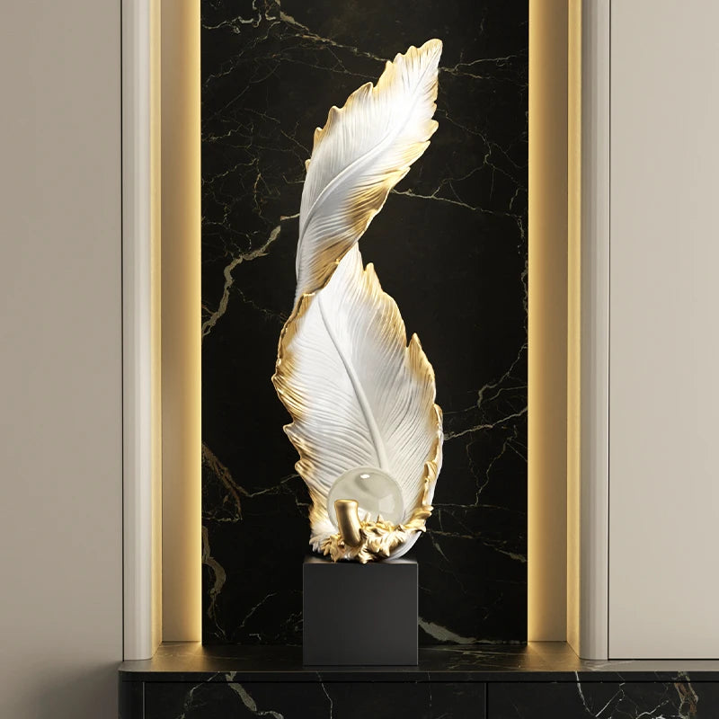 Home Decor,Feather Art,Entrance Decoration,Resin Sculpture Living Room,TV Cabinet,Office,Statue Floor Decorations Gift