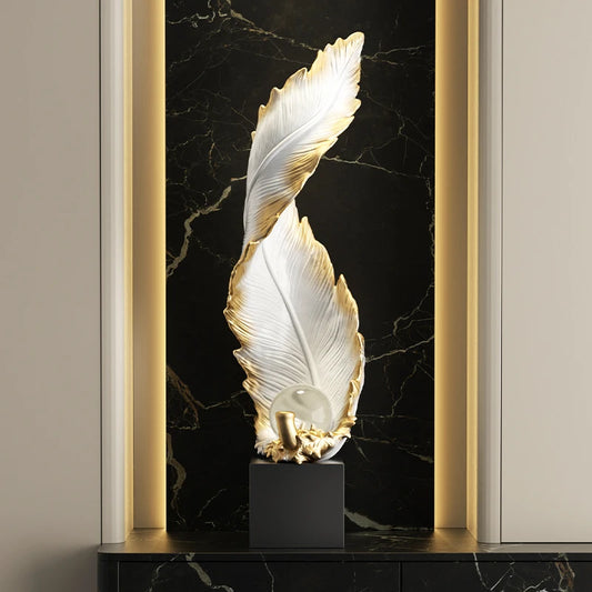 Home Decor,Feather Art,Entrance Decoration,Resin Sculpture Living Room,TV Cabinet,Office,Statue Floor Decorations Gift