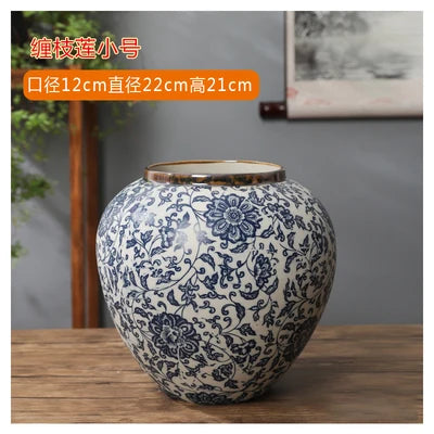Jingdezhen-ceramic vase for home decoration, blue and white porcelain decoration