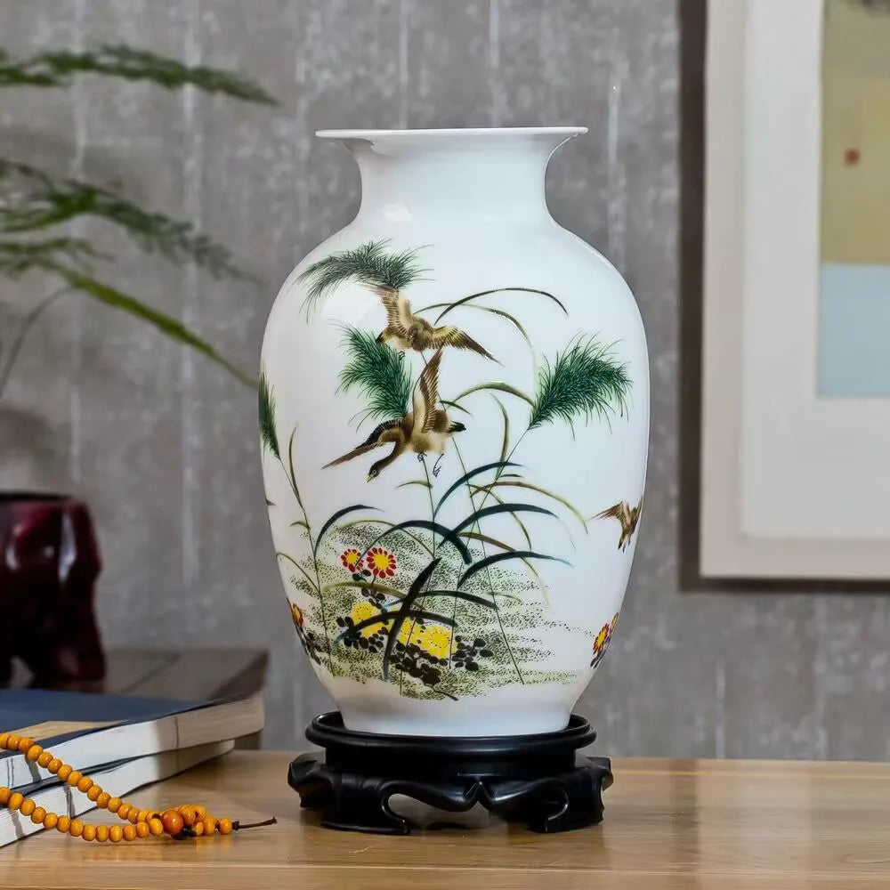 Jingdezhen Chinese Ceramic Vase Accessories Home Room Decoration Items Palace Ancient Countertop Flowerpot Porcelain Ornaments