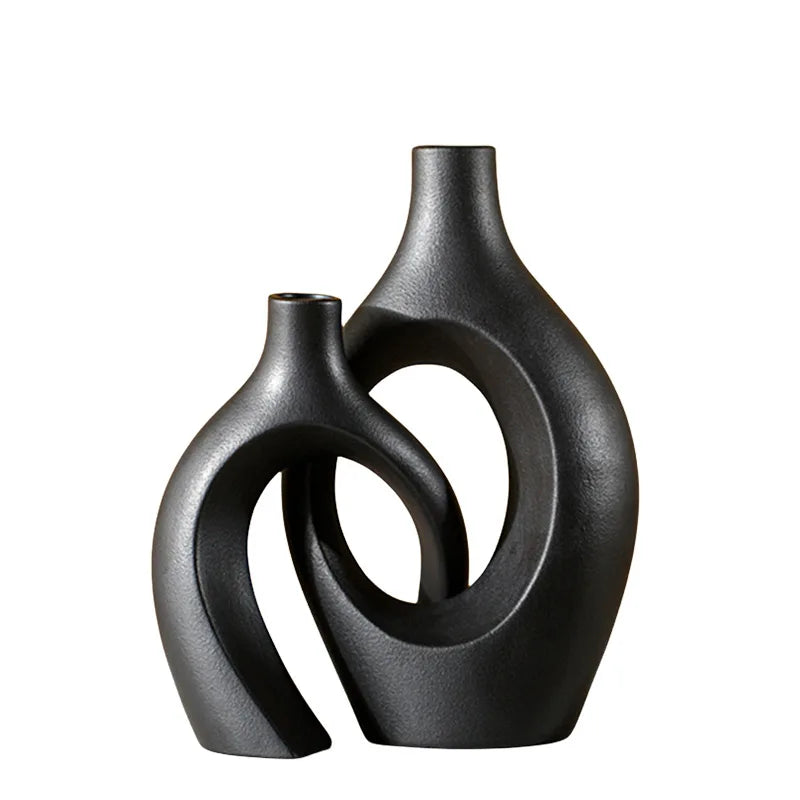 Hollow Cuddled Ceramic Vase, 2 for Modern Home Decoration