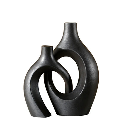 Hollow Cuddled Ceramic Vase, 2 for Modern Home Decoration