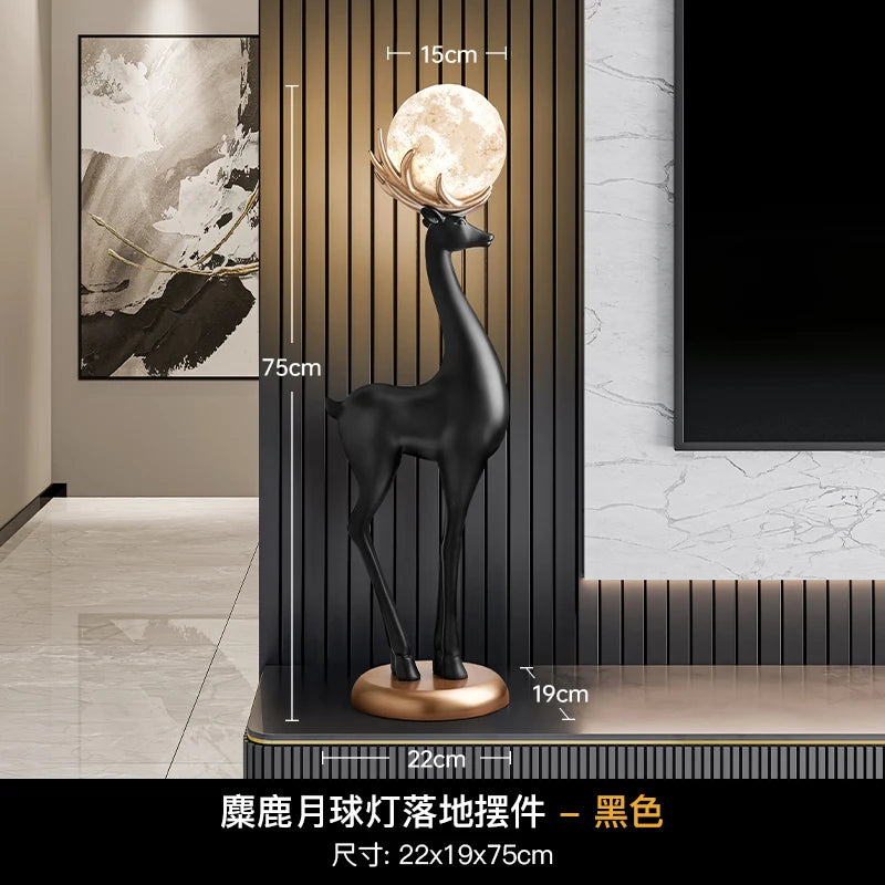 Home Decor Luminous Deer Statues Floor Decoration Living Room Animal Sculpture Ornaments Housewarming Gift Children's Room Decor