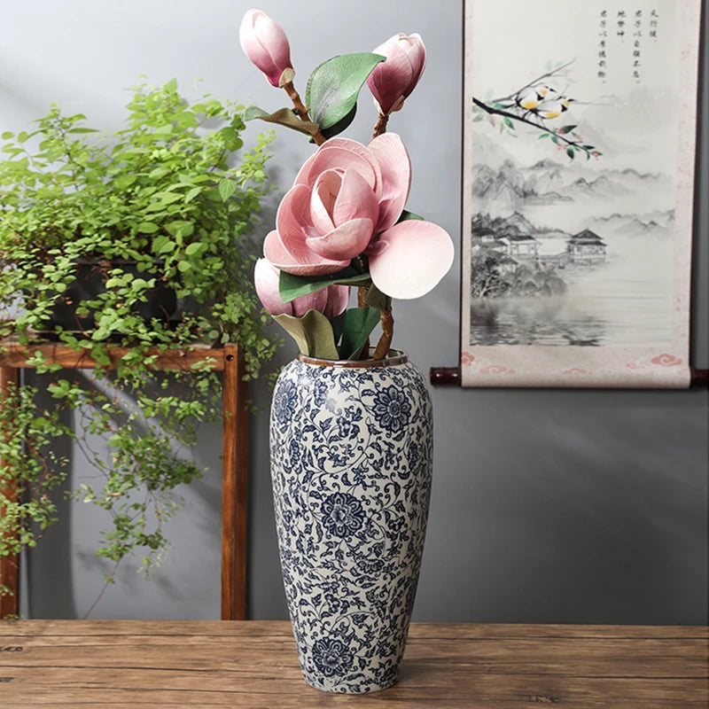 Jingdezhen-ceramic vase for home decoration, blue and white porcelain decoration