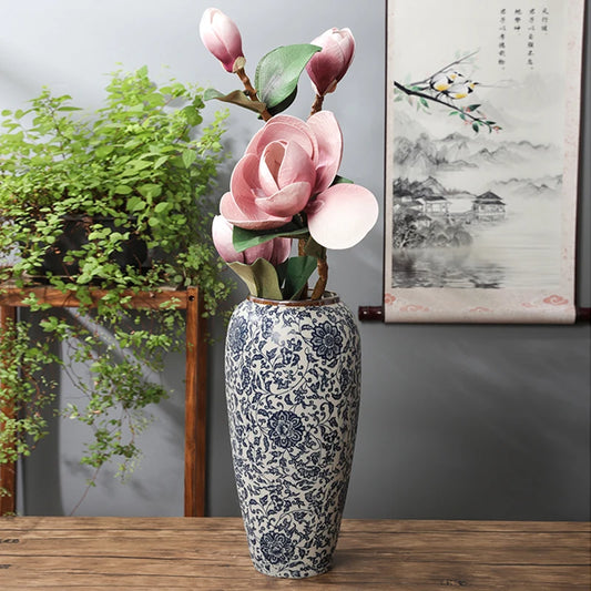 Jingdezhen-ceramic vase for home decoration, blue and white porcelain decoration