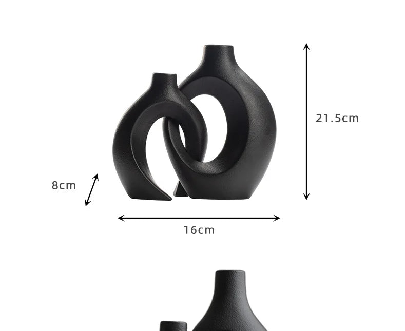 Hollow Cuddled Ceramic Vase, 2 for Modern Home Decoration