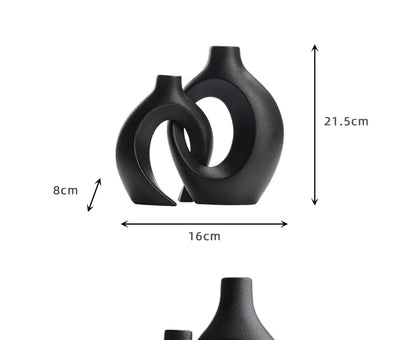 Hollow Cuddled Ceramic Vase, 2 for Modern Home Decoration