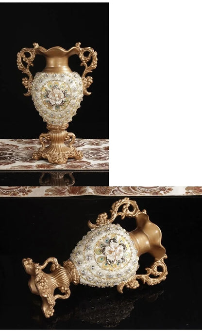 30CM European Resin Vase Stereoscopic Dried Fowers Arrangement Wobble Plate Living Room Entrance Ornaments Home Decorations