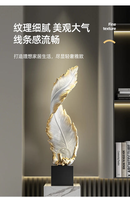 Home Decor,Feather Art,Entrance Decoration,Resin Sculpture Living Room,TV Cabinet,Office,Statue Floor Decorations Gift
