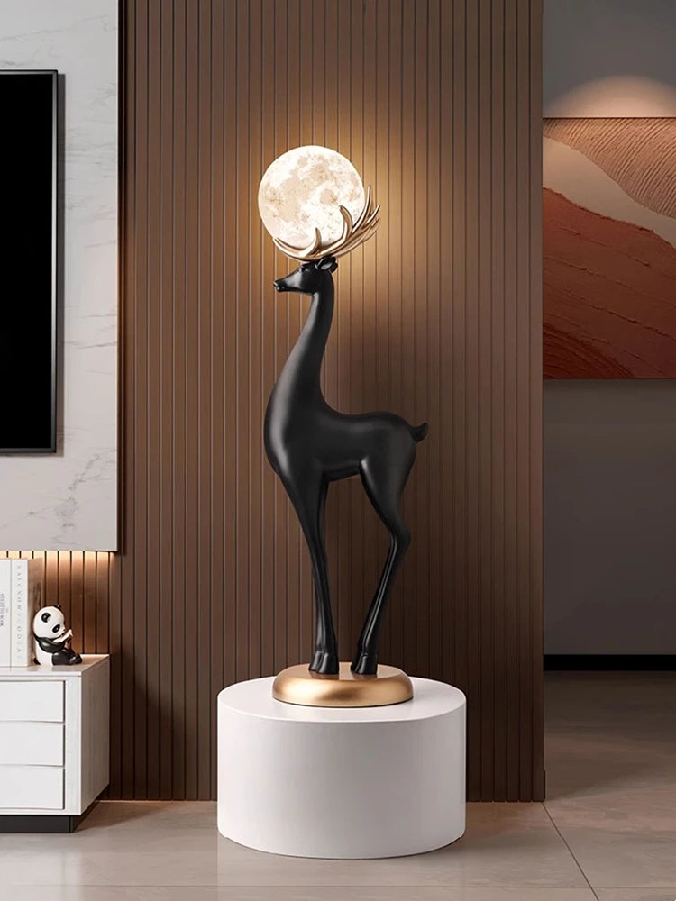 Home Decor Luminous Deer Statues Floor Decoration Living Room Animal Sculpture Ornaments Housewarming Gift Children's Room Decor