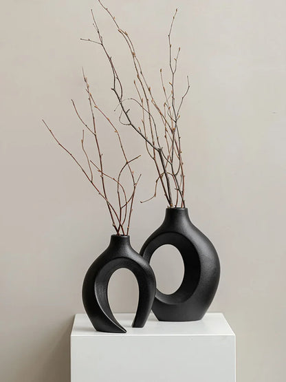 Hollow Cuddled Ceramic Vase, 2 for Modern Home Decoration