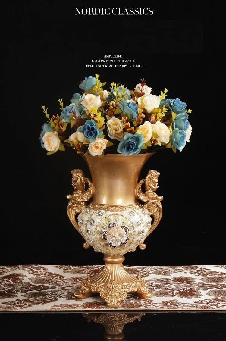 30CM European Resin Vase Stereoscopic Dried Fowers Arrangement Wobble Plate Living Room Entrance Ornaments Home Decorations